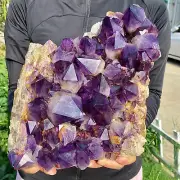 17.4LB Large Natural Amethyst geode quartz cluster crystal specimen Healing