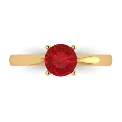 1Ct Round Cut Pink Tourmaline Gold Solitaire Engagement Promise Statement Ring