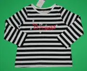 4 NWT Pumpkin Patch FROM RUSSIA WITH LOVE Black White Striped SHIRT Top Girls