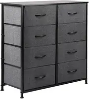 LEVEDE Chest of 8 Drawers, Bedside Table Storage Cabinet, Fabric Tower Dresser Organizer Clothes Toys Storage Unit, Home Furniture for Bedroom, Living Room, Hallway, Office (Dark Grey)