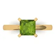 1.50 Princess Cut Natural Peridot Wedding Bridal Promise Ring 14k Yellow Gold