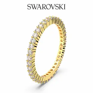 SWAROVSKI 施華洛世奇 Vittore 戒指 圓形切割, 白色, 鍍金色色調 55