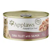 Applaws Natural Tuna Fillet with Salmon in Broth Wet Cat Food Can 70g