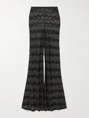 [Missoni] Missoni - Metallic Crochet-knit Flared Pants - Black - IT48 IT 48 Black