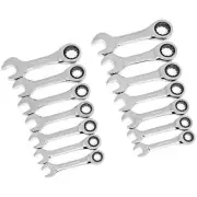 GEARWRENCH 85206 14 Piece 12 Point Metric/SAE Stubby Ratcheting Spanner Set