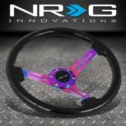 NRG REINFORCED 350MM 3" DEEP DISH NEO CHROME SPOKE SPARKLE WOOD STEERING WHEEL