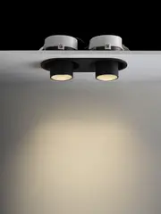 Luton 2 Light GU10 Recessed Gimble 205mm X 95mm Cut Out Downlight in Black