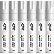 Texta Pack 6 Liquid Chalk Marker Jumbo Dry Wipe Thick 15mm Tip (White)