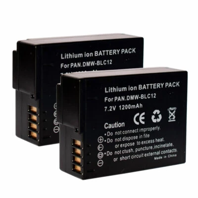 2X DMW-BLC12 Battery For Panasonic Lumix DMC-G5 DMC-G6 DMC-G7 DMC-G85 GH2 FZ200