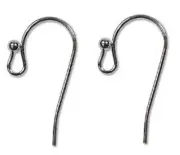 12 OR 144 Black Oxide 20mm Fish Hook Earwire with 2mm Ball & Open Loop Earrings