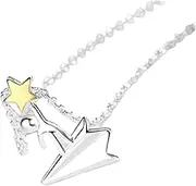 VALICLUD Chic Women's Star Necklace Lightweight Paper Airplane Pendant for Occasions