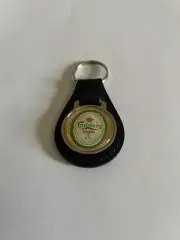 Carlsberg Light Beer Keychain Key Fob Vintage Black Leather Key Chain