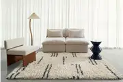 Bao Cream and Black Striped Shag Rug