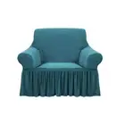 NNEAGS 1-Seater Blue Sofa Cover with Ruffled Skirt Couch Protector High Stretch