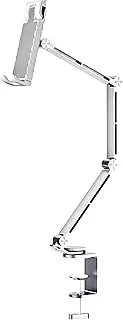 Rotatable Holder Stand Tablet Holder Multi-Angle Design Phone Clip Swivel Mount Desktop Aluminum Alloy Cantilever Bed Desk Home Live Folding Bracket Compatible with 4"-13" Phone Tablet (Silver)