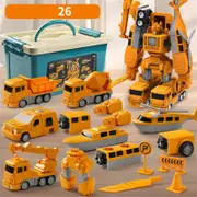 Magnetic Transform Engineering Car Assembled Toys Transforming Robot Toys Set For Boys 6 In 1 Magnetic Construction Trucks Transform Robot Play Veh...