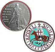 Knight Templar Challenge Coin Red Cross Warrior Prayer Coins