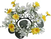 ccuzs Autumn Candle Wreath, Harvest Festival Daisy Garland, Elegant Simulated Floral Ring for Table Centerpiece, Shelf Decor, Door Handle, or Window Accent, Long-Lasting Use