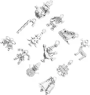 [BELLIFFY] 12pcs Santa Claus Charms Christmas Pendant Charms DIY Reindeer Pendant Xmas Jewelry Charms Xmas Charms Christmas Candy Cane Charms DIY Charms Pendant Christmas Jewelry Silver Alloy