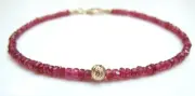 14 k yellow gold natural red ruby gemstone beads bracelet genuine handmade bead