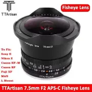 TTartisan 7.5mm F2.0 APS-C MF Fisheye Lens for Sony E Canon RF EF-M XF Z M43 L