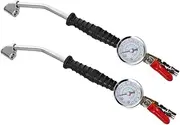 2 Pcs Tire Inflator with Pressure Gauge Heavy Duty Air Chuck Quick Connect Coupler Angled Head Design for Easy Tire Valve Access Efficient Inflation for Cars Trucks