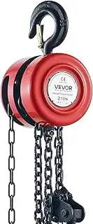 [VEVOR] Hand Chain Hoist, 4400 lbs /2 Ton Capacity Chain Block, 8ft/2.5m Lift Manual Hand Chain Block, Manual Hoist w/Industrial-Grade Steel Construction for Lifting Good in Transport & Workshop, Red
