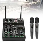 4 Channel USB Audio Mixer Bluetooth with Wireless Microphone for DJ Karaoke