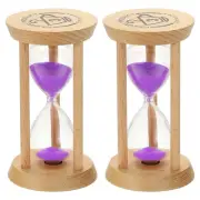 2Pcs 3 Minutes Sand Timer, Wooden Sand Watch for Home, Purple