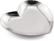 JCBIZ 1 Piece Luxurious Metal Storage Tray Heart Shaped Jewelry Display Tray Home Decoration Serving Plate Craft for Table Organizer Silver