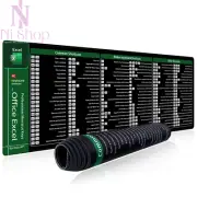 Large Extended Excel Shortcuts Mat Stitched Edge Non-Slip Keyboard & Mouse Pad