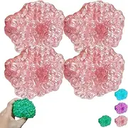 Pawtoto Stress Ball, Handcrafted Grape Bead Sensory Squeeze Ball for Stress Relief & Relaxation, Suitable for Home, Office, or On - The - go(Pink,4 Set)