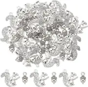 Squirrel Charms Antiqued Silver Animal Pendants Wildlife Pinecone Bulk Set 60pcs