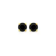 9ct Gold Black Sapphire 4mm Stud Earrings in Black