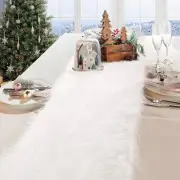 White Fur Table Runner Short 12'' x 48'' Fluffy Dresser Runners for Bedroom F...