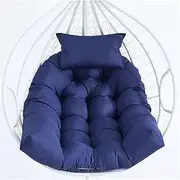 Waterproof Outdoor Swing Egg Chair Cushion with Headrest & Ties, Soft PP Cotton Padding for Patio, Garden, Balcony, Non-Removable, Skin-Friendly and Thick(Navy Blue)