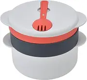 Microwave Steamer for Vegetables, Microwave Cooker w Food Container, Spoon & Lid, Multi Layer Stackable Microwave Cookware Steamer, Microwave Vegetables Cooker