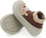 [Lucckey] Non-Slip Baby Toddler Sock Shoes, Ultra-Lightweight Cotton Baby First Walking Shoes Slipper Shoes with Soft Rubber Sole Unisex Non-Skid Indoor Outdoor Floor Slipper Kid Girls Boys Socks Boots