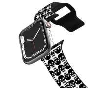 Apple Watch Series 7-9 (45mm) Impact Band SKULL IN THE CROWD, BLACK WATCH BAND - HALLOWEEN SKULLS SPOOKY SKELETON BLACK WHITE BACKGROUND CREEPY PATTERN By Ebi Emporium