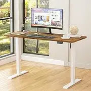Advwin Electric Standing Desk 72-115cm Height Adjustable Sit Stand with Smart Memory Preset Lifting Base Sturdy Motor Computer Workstation for Home, Office, Gaming, Study (Walnut Top White Legs)