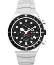 Q Timex GMT Chronograph 40mm Steel Bracelet Watch TW2V69800