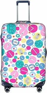 [Pvinnk] Cute Nurse Print Protective Luggage Cover Elastic Washable Suitcase Protector Travel Gear Protector, White, Large