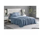 Sydney Stonewash Cotton Bed Sheet Set Citadel Blue - Queen