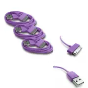 3X 6FT USB SYNC DATA POWER CHARGER CABLE APPLE NEW IPAD IPHONE IPOD TOUCH PURPLE