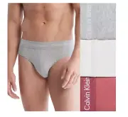 Calvin Klein 3-Pack Cotton Stretch Hip Briefs Classic CK Underwear (Gray-Burg)
