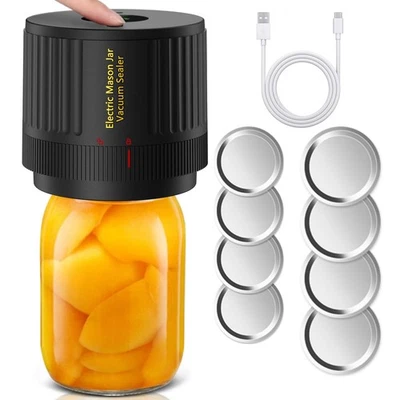 Electric Mason Jar Vacuum Sealer Kit with Wide & Regular Mouth Mason Jar Lids