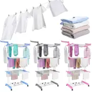 4-Tier Folding Drying Rack with Two Wings Multifunctional Clothes Dryer Stands