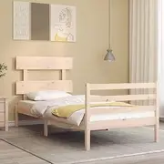 Bed Frame, Bed Base Bedstead Bedroom Platform Furniture Bed Frame with Headboard 92x187 cm Single Solid Wood