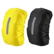 2Pcs 40-50L Waterproof Backpack Rain Cover with Vertical Strap m Black/Yellow
