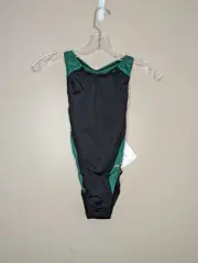 Dolfin Womens Basic Panel Performance Back Suit - Black/Forest Green - Size 28